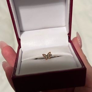 Helzberg diamond butterfly ring in sterling silver & 10k rose gold